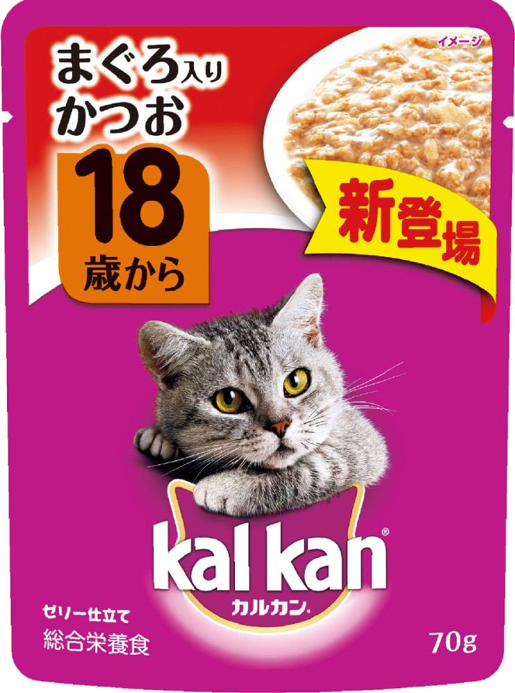 マース カルカン パウチ 18歳から まぐろ入りかつお 70g の通販