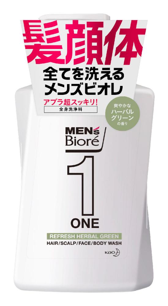 花王　メンズビオレＯＮＥ　オールインワン全身洗浄料　ハーバルグリーン　本体　４８０ｍＬ