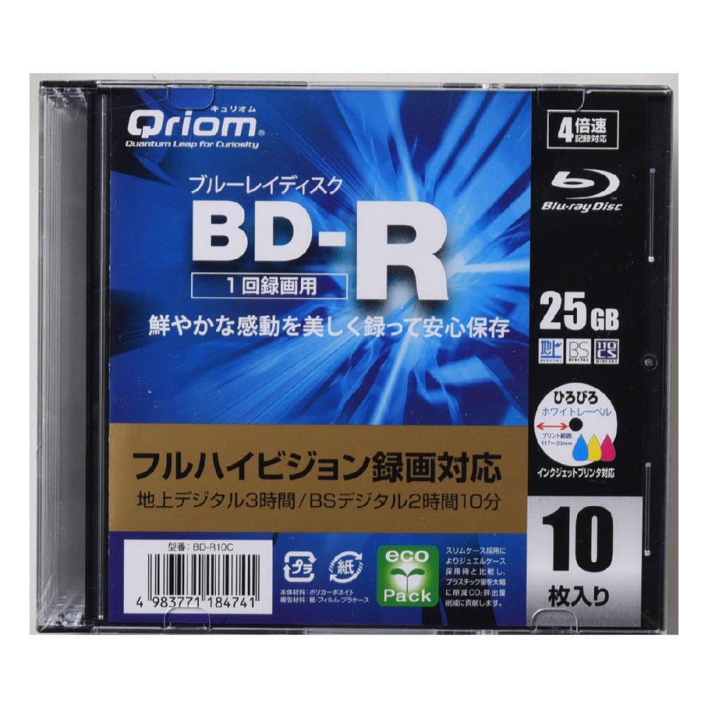 ＹＡＭＡＺＥＮ（山善）　Ｑｒｉｏｍ　ブルーレイディスク　ＢＤ－Ｒ　１０枚入り　２５ＧＢ　一回録画用　ＢＤ－Ｒ１０Ｃ