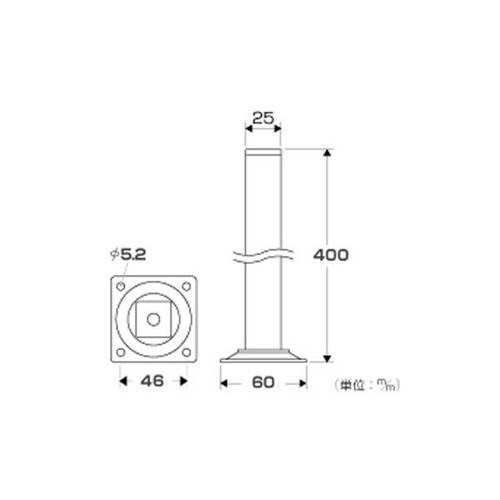 スマートレグ角脚　４００ｍｍ黒