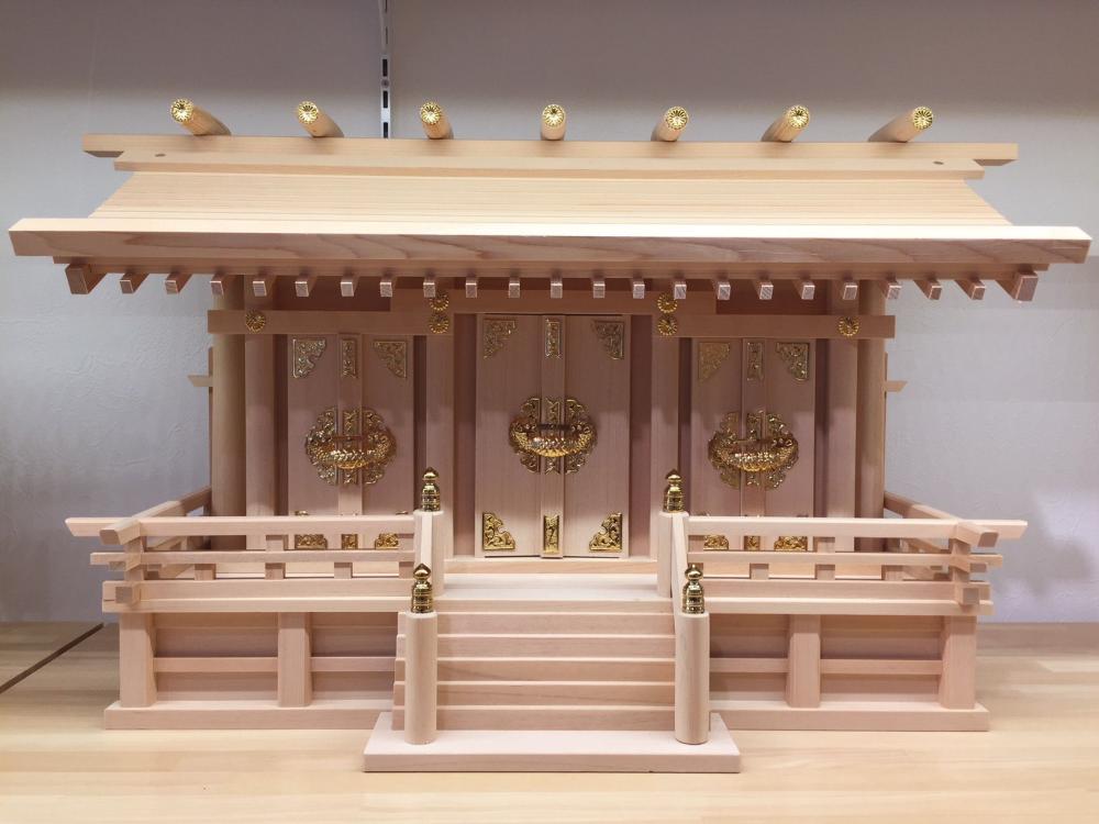 木曽桧 通し屋根三社 中 丸柱