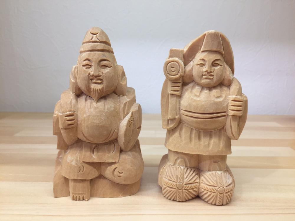 二福神　木彫り