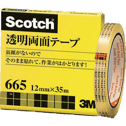 ３Ｍ　透明両面テープ　ライナーなし　１２ｍｍＸ３５ｍ　巻芯径７６ｍｍ＿