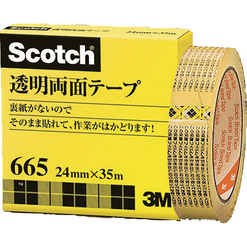 ３Ｍ　透明両面テープ　ライナーなし　２４ｍｍＸ３５ｍ　巻芯径７６ｍｍ＿