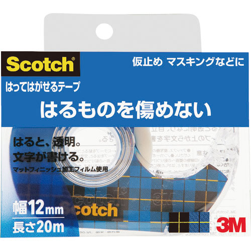 ３Ｍ　貼ってはかせるテープ　１２ｍｍＸ２０ｍ　ディスペンサー付　巻芯径２５ｍｍ＿