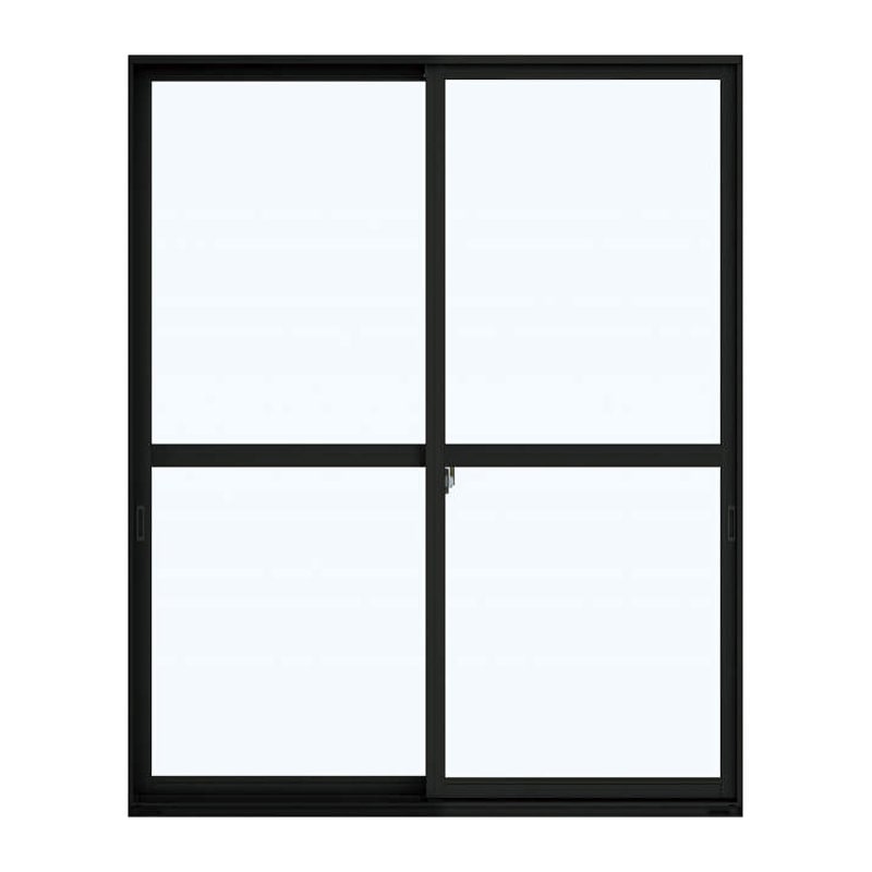 引違い窓　Ｗ1690×Ｈ1830ｍｍ　二重ガラス：上：透明　下：型ガラス　枠色：カームブラック　アングルなし