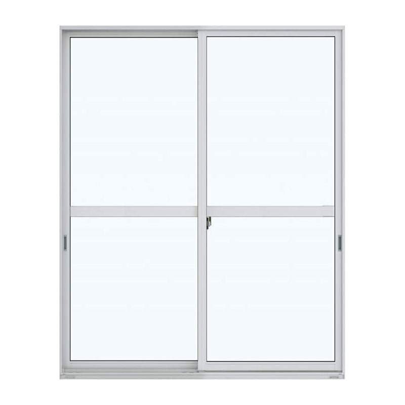 引違い窓　Ｗ1690×Ｈ1830ｍｍ　二重ガラス：上：透明　下：型ガラス　枠色：ピュアシルバー　アングルなし