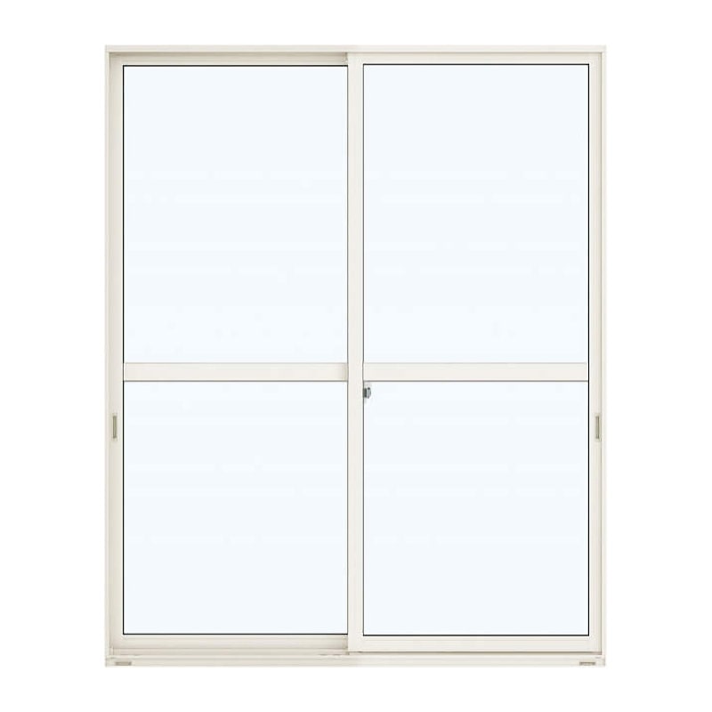 引違い窓　Ｗ1690×Ｈ1830ｍｍ　二重ガラス：上：透明　下：型ガラス　枠色：ホワイト　アングルなし