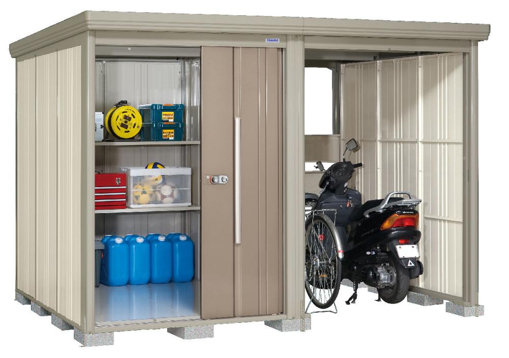 タクボ物置　Ｍｒ．ストックマン　プラスアルファ　間口３０２×奥行２２９ｃｍ　駐輪部間口１５０ｃｍ　一般型・標準屋根　ディープブルー　ＴＰ－３０２２Ｄ