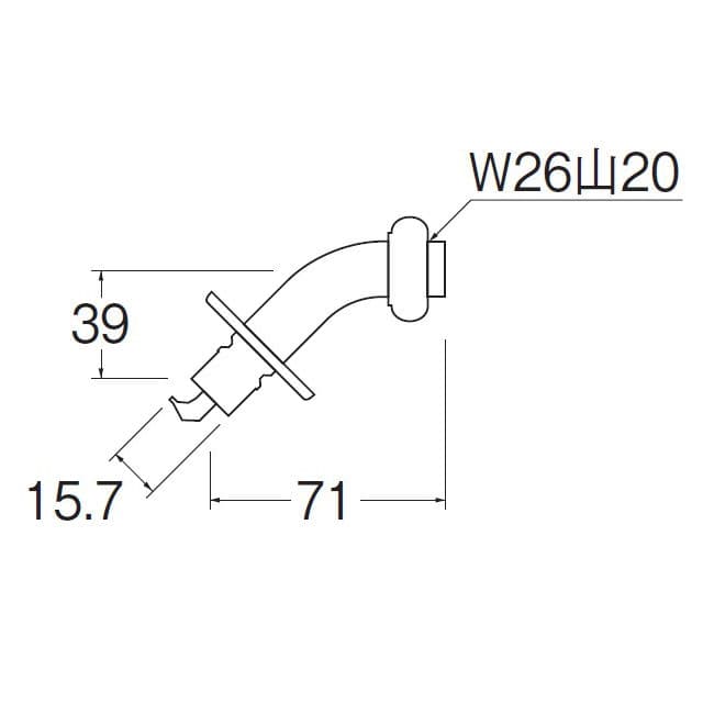 ＳＡＮＥＩ　洗濯機用Ｌ型ニップル　ＰＹ１２１－４ＴＶＸ－１６