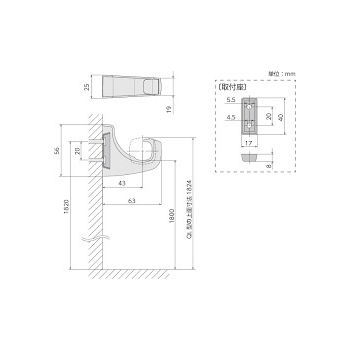 室内用物干し竿　ＱＬ型　専用フック　２個入　ＱＬＨ－Ｃｒ