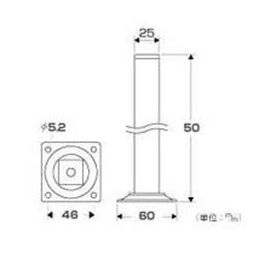 スマートレグ　角脚　５０ｍｍ黒