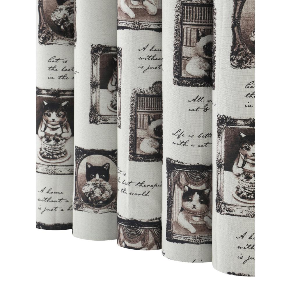 ドレープカーテン　ガクブチキャット　遮光性　ブラウン　１００×１７８ｃｍ　２枚組