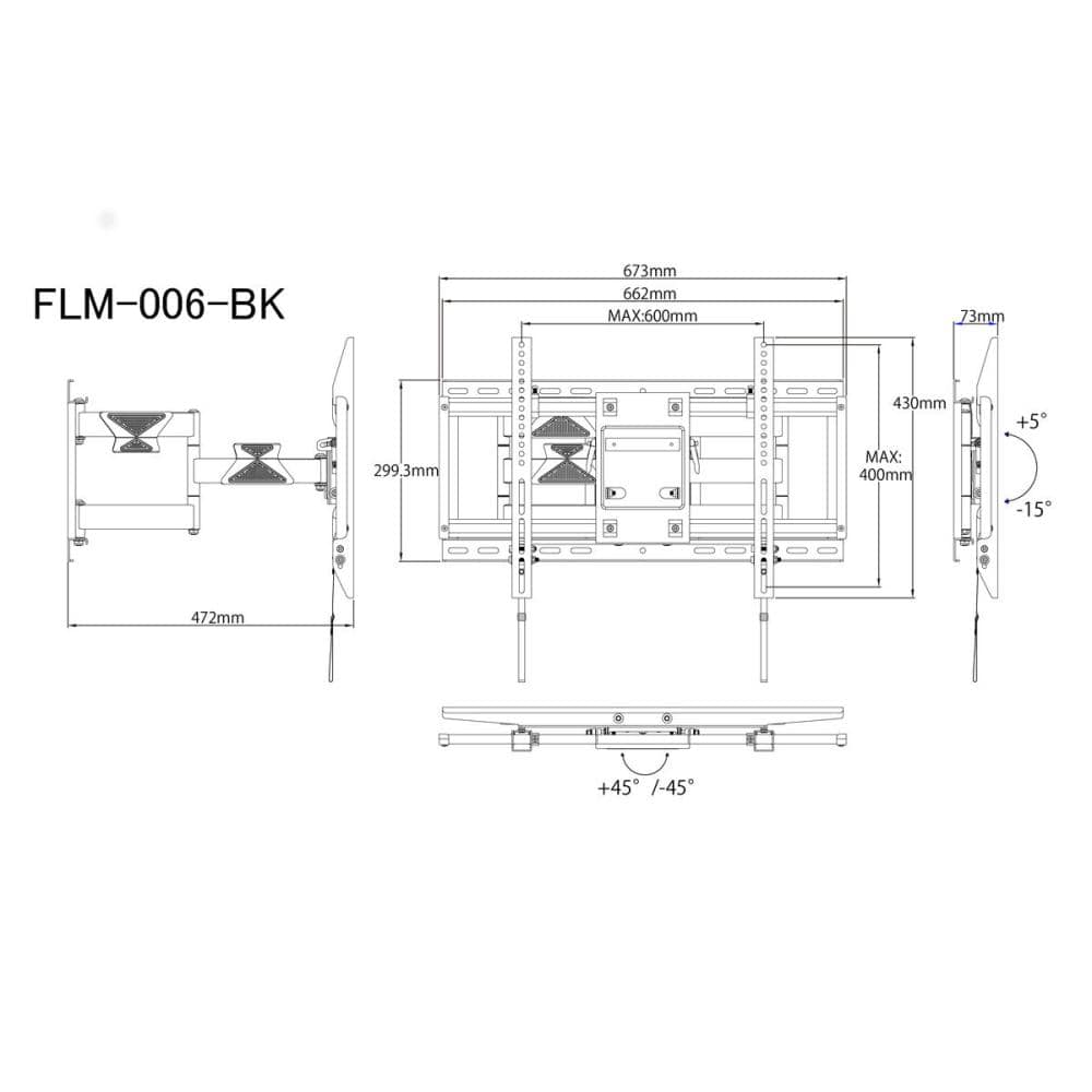 ＴＶ壁掛け用金具　ＦＬＭ－００６－ＢＫ