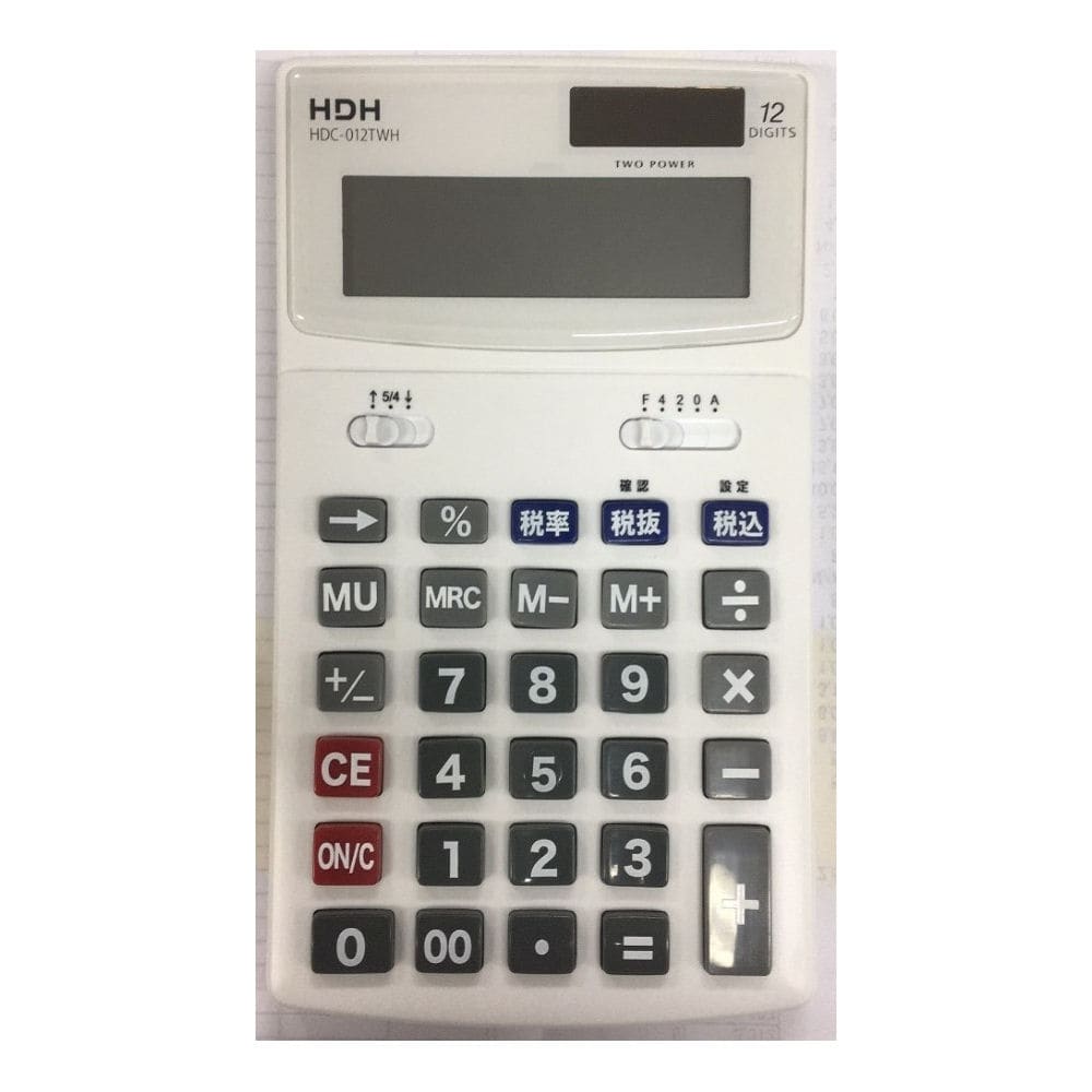 ＨＤＨ　ジャストサイズ電卓　１２桁・税計算・早打ち機能　ホワイト　ＨＤＣ－０１２ＴＷＨ