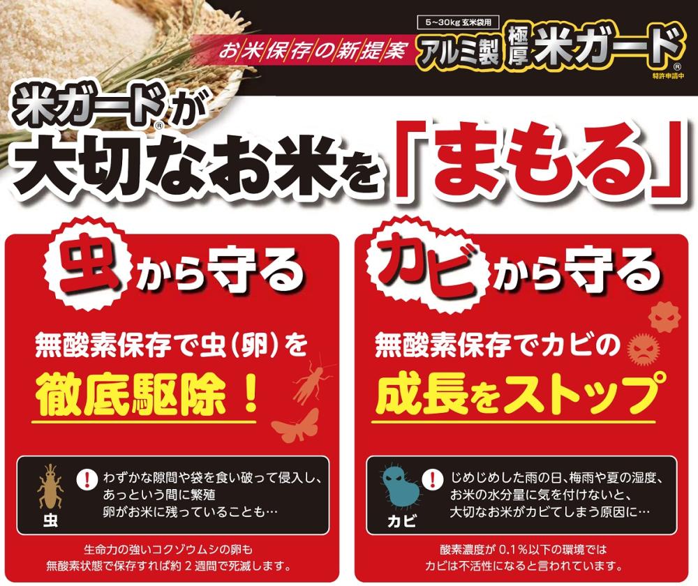 米の最高級鮮度保持袋　”極厚　米ガード”