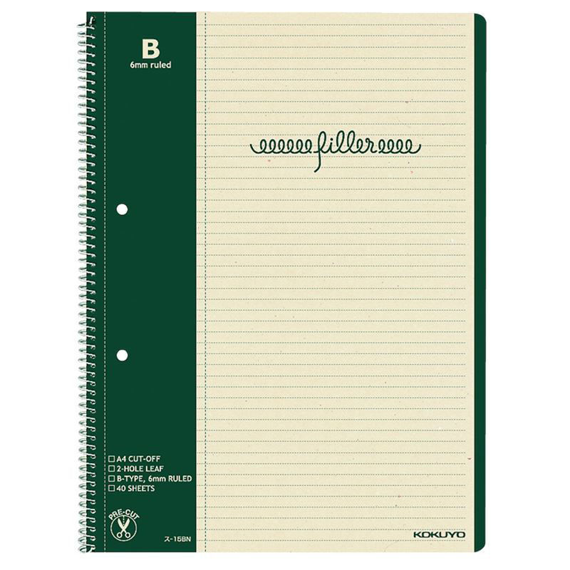 コクヨ　フィラーノート　Ａ４　中横罫　２穴　マージン罫入　４０枚