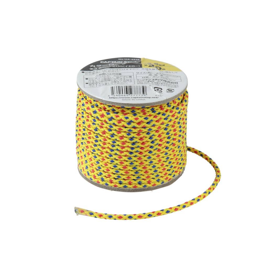 キャプテンスタッグ カラーテントロープ 3.5mm×20m イエロー