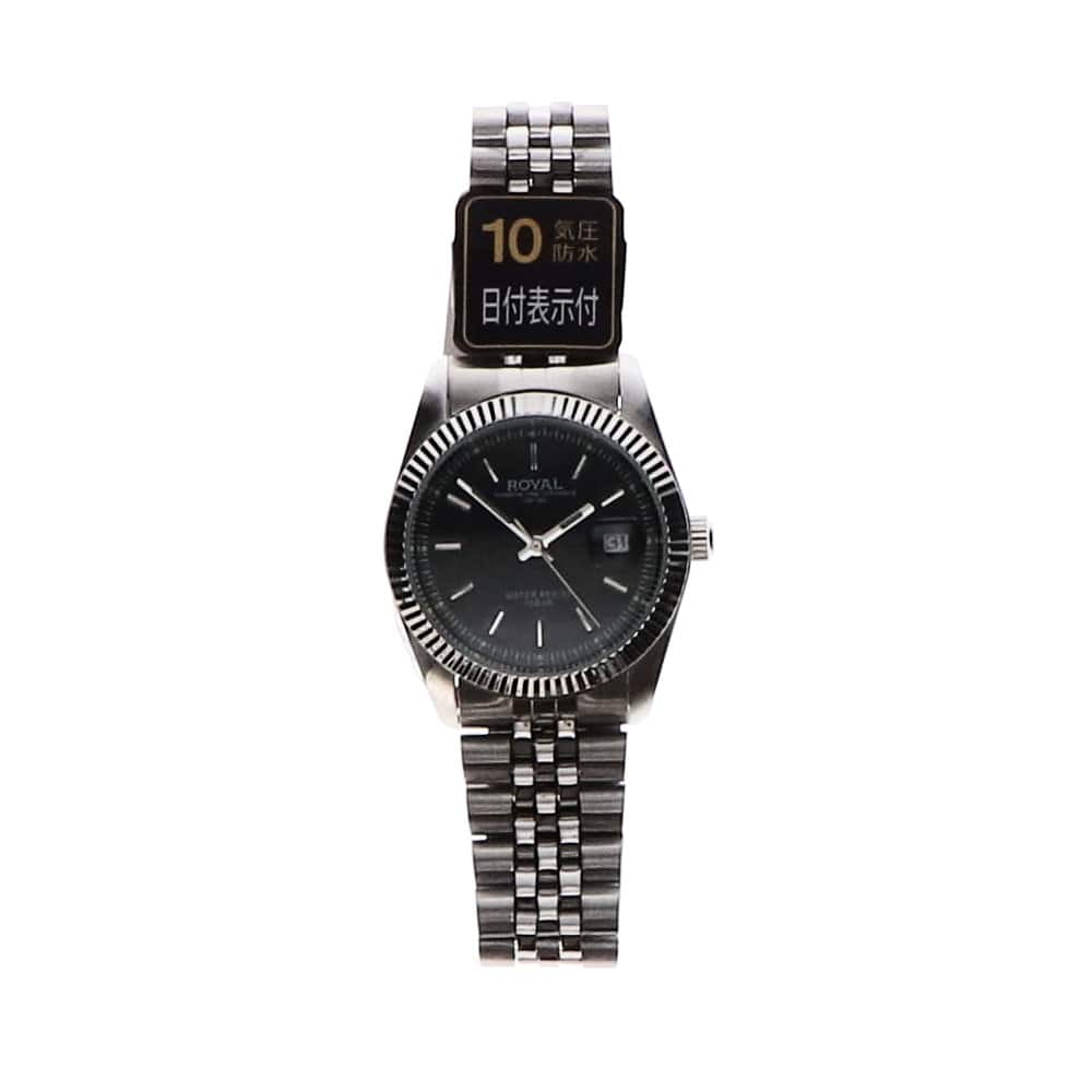 ジェイアクシス　ロイヤル　アナログ腕時計　１０気圧防水　メタルバンド　ブラック　ＲＹ－ＤＧ０６