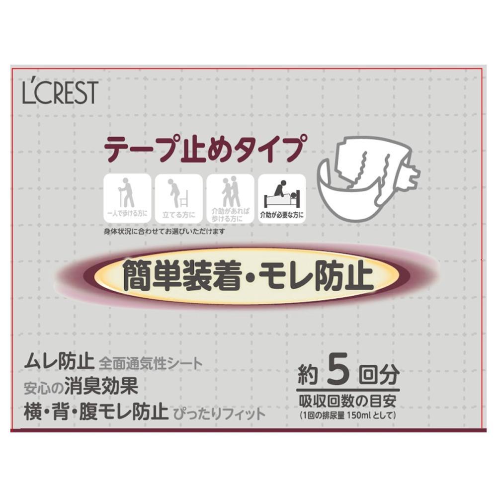 Ｌ’ＣＲＥＳＴ（ルクレスト）　大人用オムツ　テープ止め　簡単装着モレ防止　Ｌ　１７枚入り