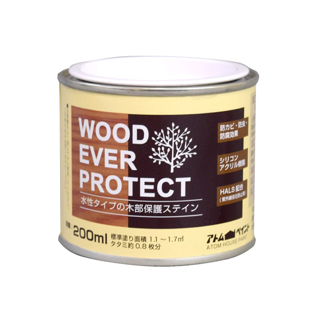 アトムハウスペイント　ウッドエバープロテクト　水性　木部保護塗料　（木部着色塗料）　ライトオーク　２００ｍＬ
