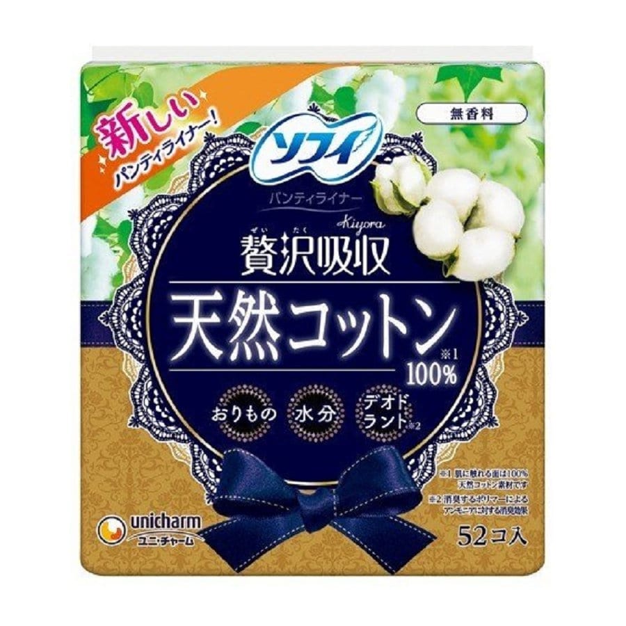 ユニ・チャーム ソフィ Kiyora 贅沢吸収 天然コットン100% 52枚入り