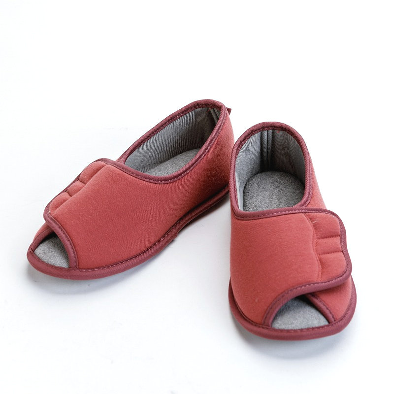 徳武産業　やわらか底でフィット前開きシューズ　施設・病院向け　ワイン　Ｌ