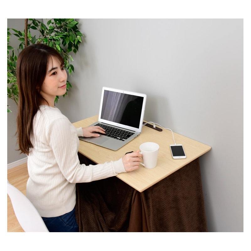 山善　ＵＳＢデスクコタツ　８０×５０ｃｍタイプ　ＧＤＫ－Ｆ８０５０Ｔ（ＯＮ）　本体のみの通販  ホームセンター コメリドットコム