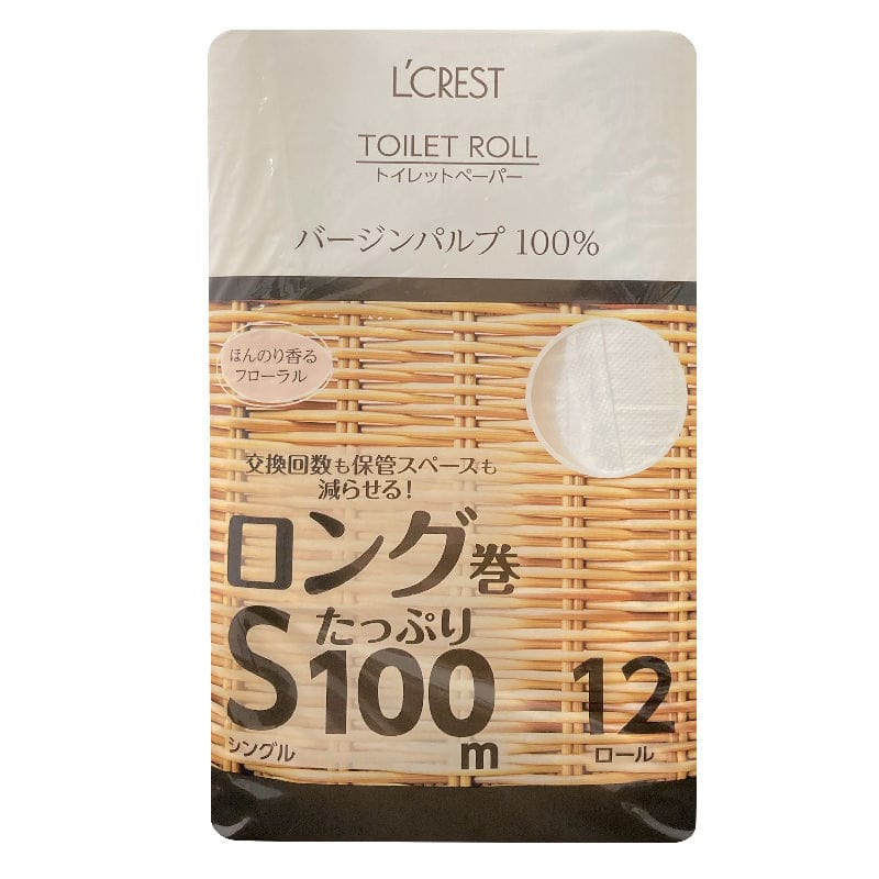 Ｌ’ＣＲＥＳＴ（ルクレスト）　トイレットロール　ロング巻　シングル　１２ロール入り