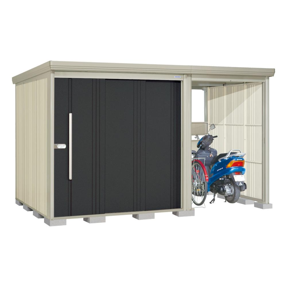 タクボ物置　Ｍｒ．ストックマン　プラスアルファ　間口３７２×奥行１９２ｃｍ　駐輪部間口１５０ｃｍ　一般型・標準屋根　カーボンブラウン　ＴＰ－３７１９Ｂ