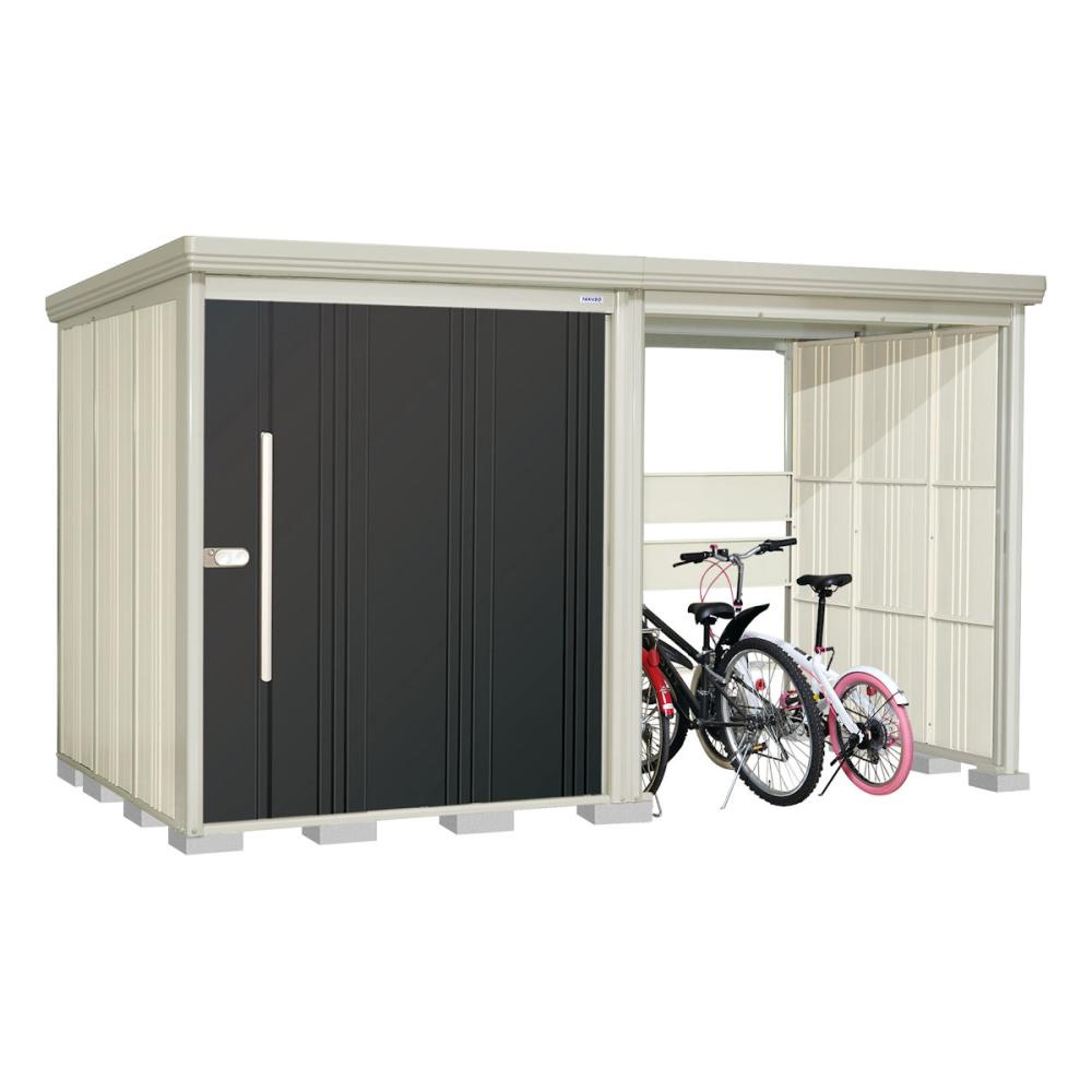 タクボ物置　Ｍｒ．ストックマン　プラスアルファ　間口３６８×奥行１９２ｃｍ　駐輪部間口１８３ｃｍ　一般型・標準屋根　ムーンホワイト　ＴＰ－３７Ｒ１９Ｗ