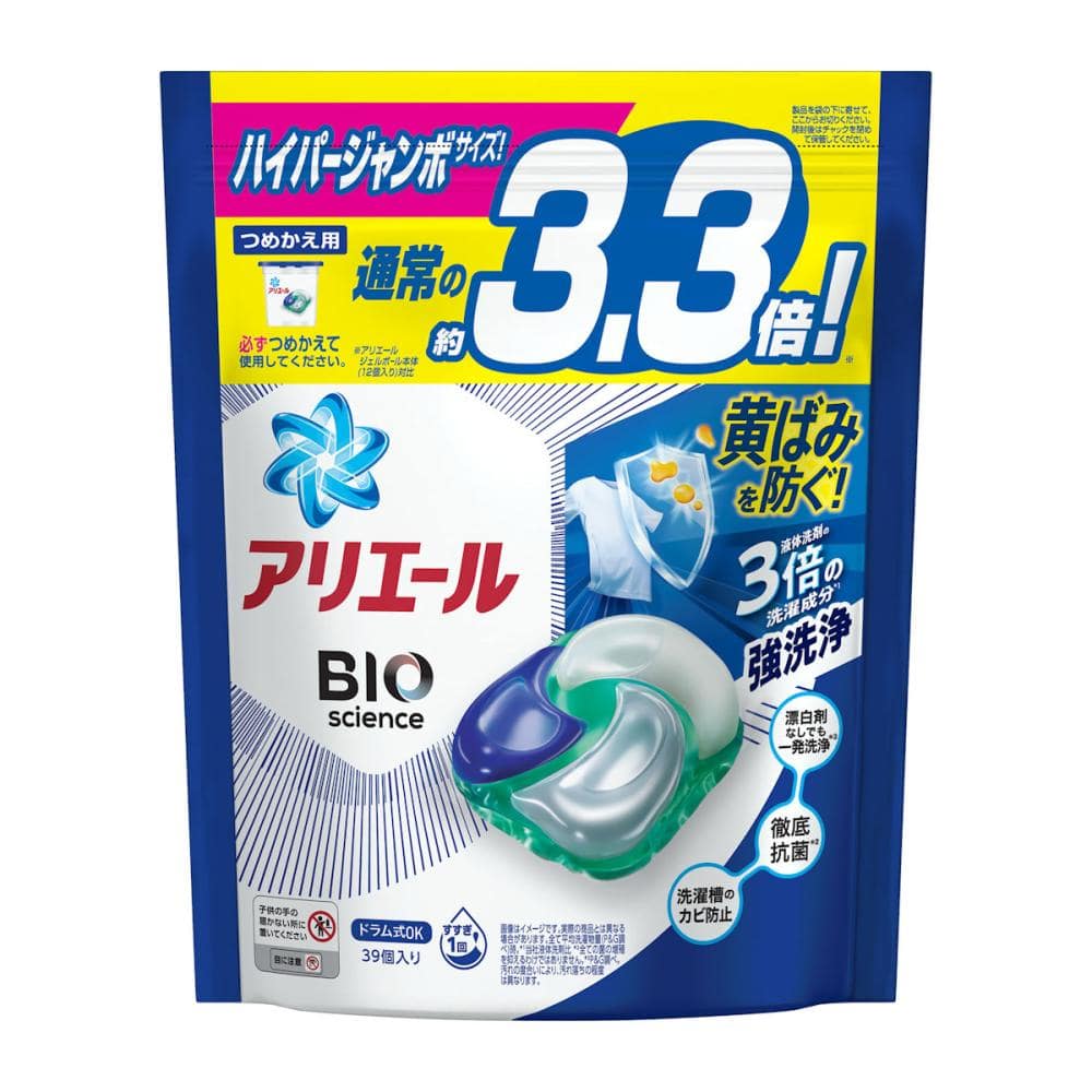 Ｐ＆Ｇ　アリエールＢＩＯ　ジェルボール４Ｄ　詰替用　ハイパージャンボ　３９個入り