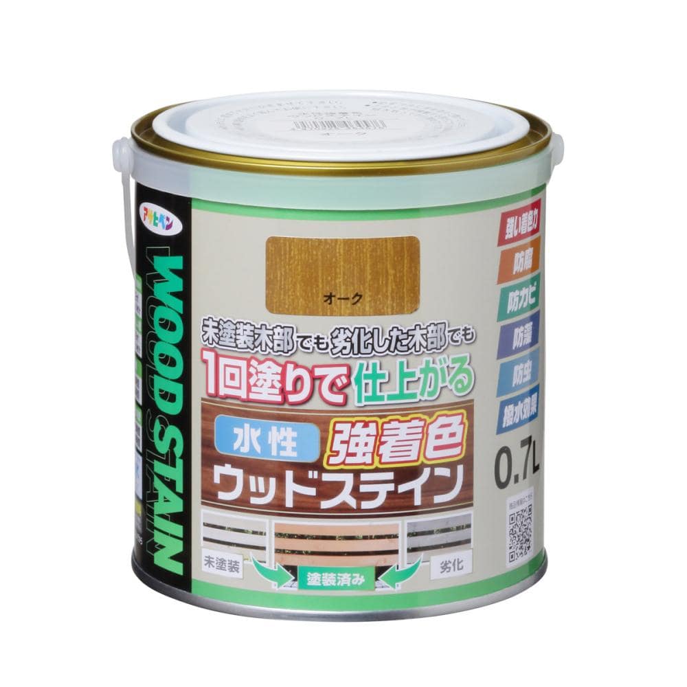 アサヒペン　水性強着色ウッドステイン　オーク　０．７Ｌ