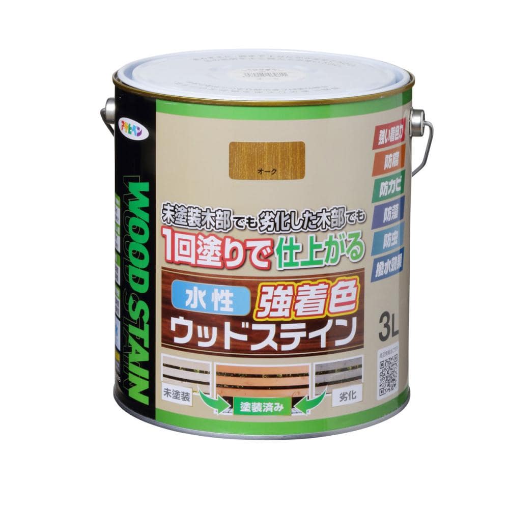 アサヒペン 水性強着色ウッドステイン オーク 3L