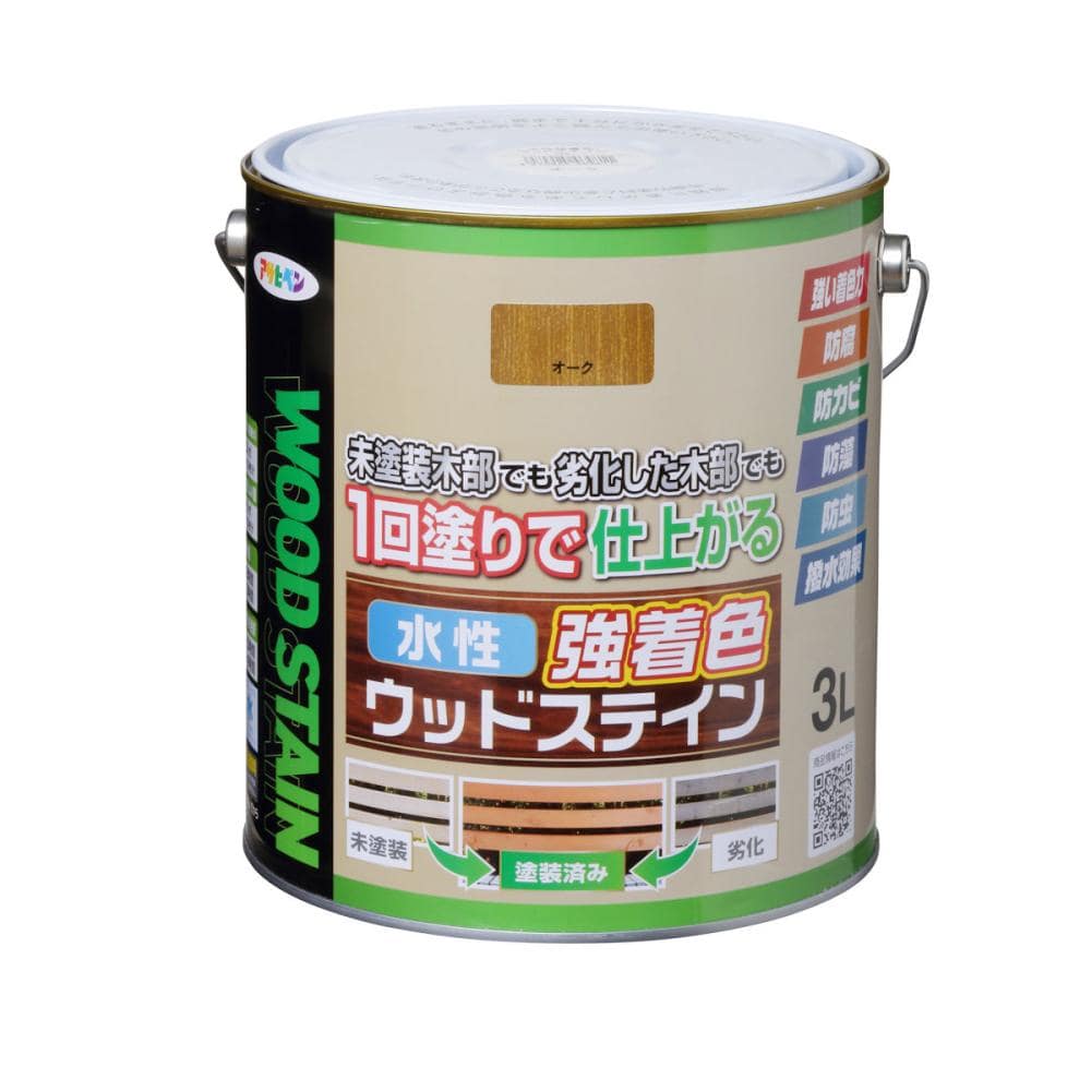 アサヒペン　水性強着色ウッドステイン　オーク　３Ｌ