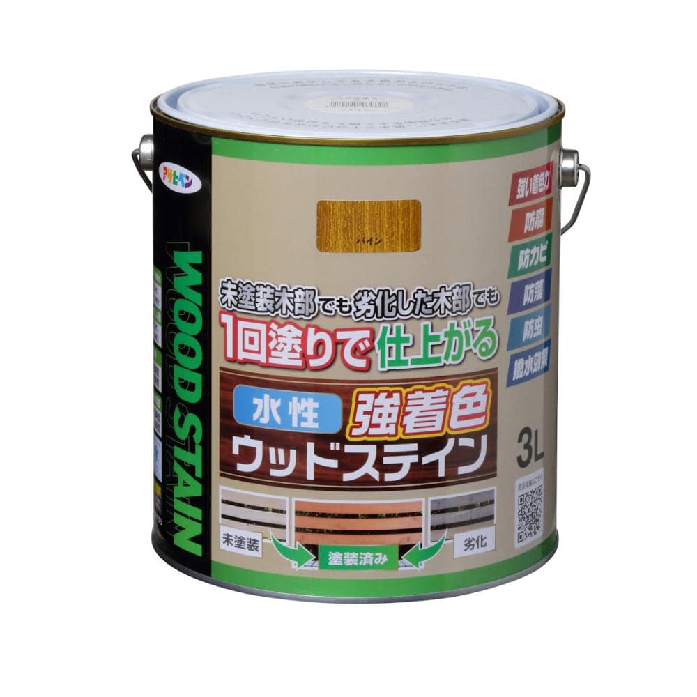 アサヒペン 水性強着色ウッドステイン パイン 3L