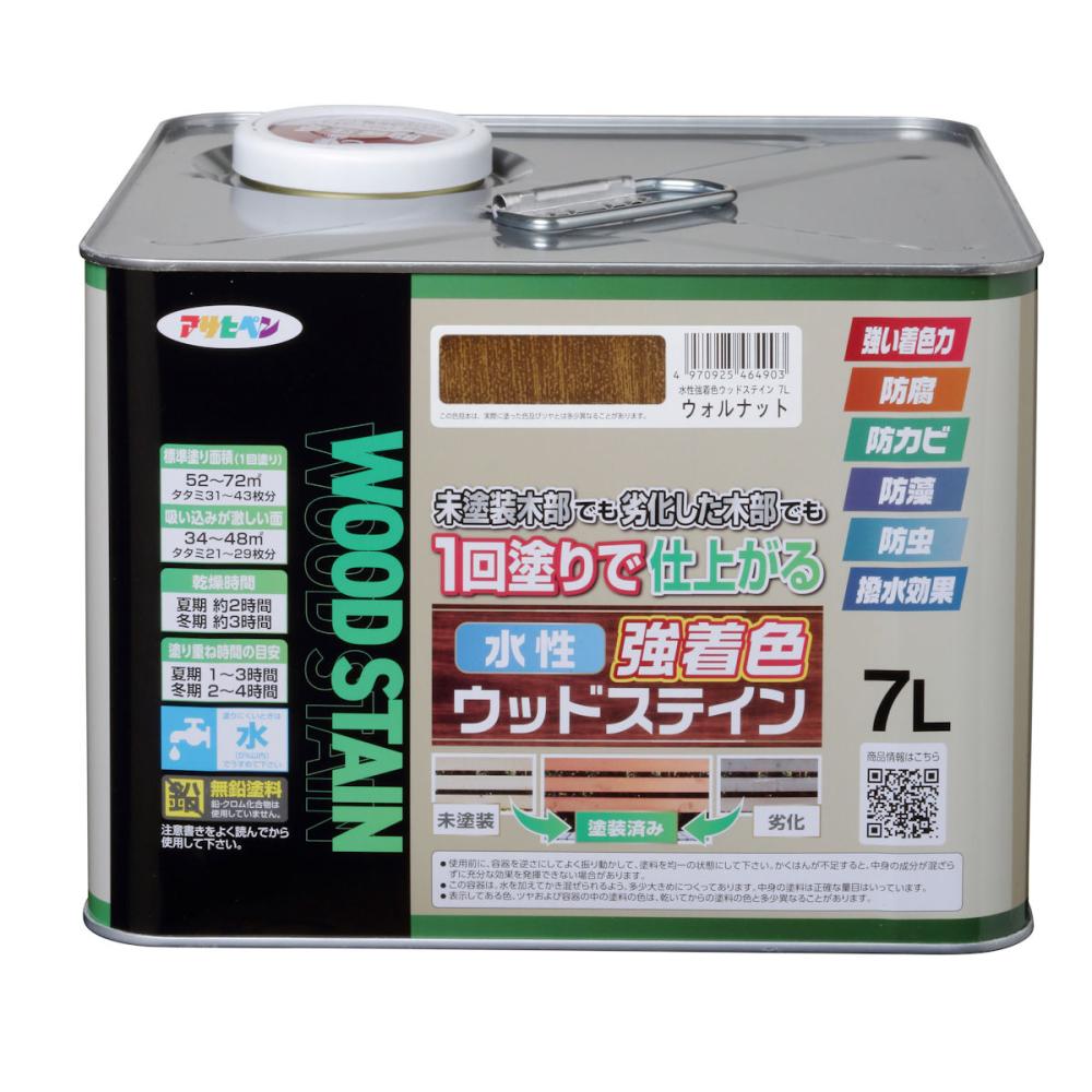 アサヒペン　水性強着色ウッドステイン　ウォルナット　７Ｌ