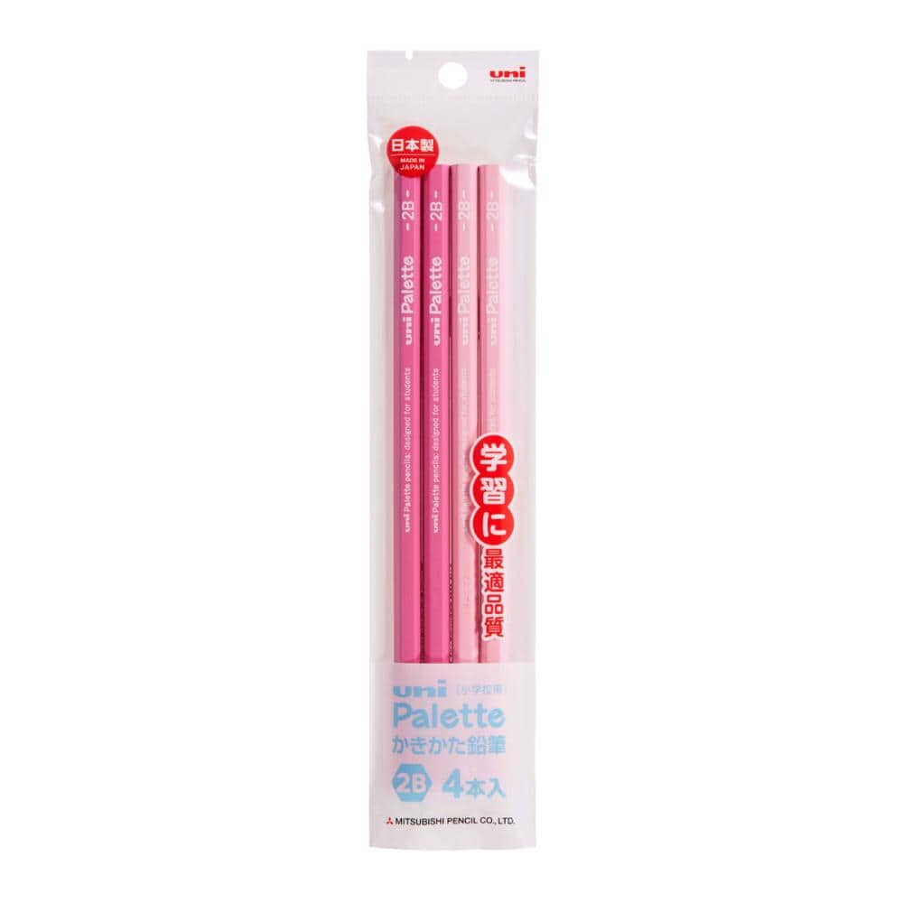 三菱鉛筆　かきかた鉛筆　パレット　２Ｂ　ピンク　４本パック