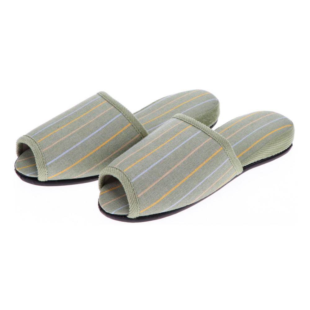 アテーナライフ　ストライプ　つり込みスリッパ　グリーン　Ｌ