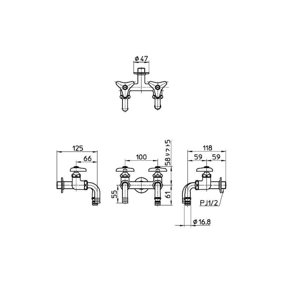 ＳＡＮＥＩ（サンエイ）　散水用二口ホーム水栓　散水ホースとワンタッチ接続　Ｆ１３６Ｋ－１３