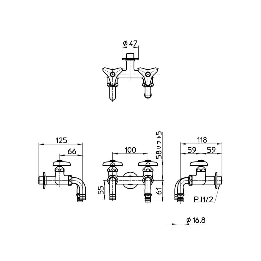 ＳＡＮＥＩ（サンエイ） 散水用二口ホーム水栓 散水ホースとワンタッチ接続 Ｆ１３６Ｖ－１３ の通販 ホームセンター コメリドットコム