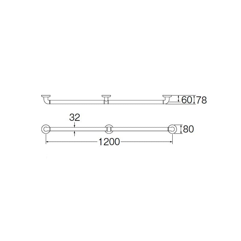 ＳＡＮＥＩ（サンエイ）　ニギリバー　手すり　トイレ　浴室　１２００ｍｍ　Ｗ５７９２－１２００