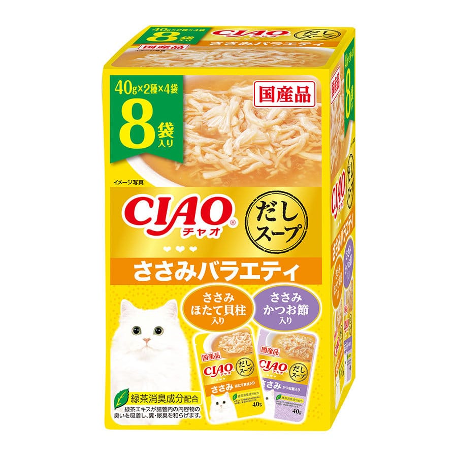 いなば　ＣＩＡＯ（チャオ）　だしスープ　ささみバラエティ　４０ｇ×８袋入り