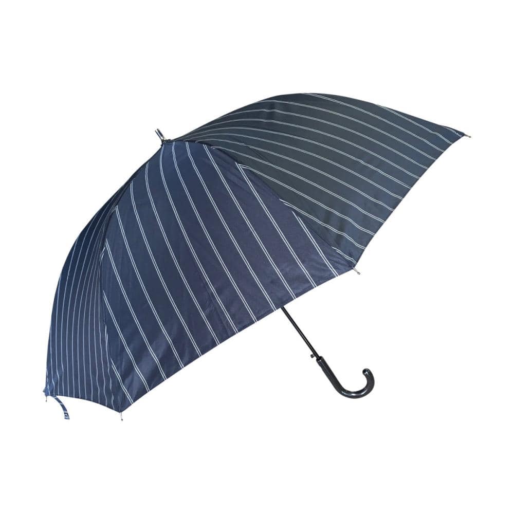 紳士傘　６５ｃｍ　ジャンプ式　グラス骨　ストライプ　ネイビー