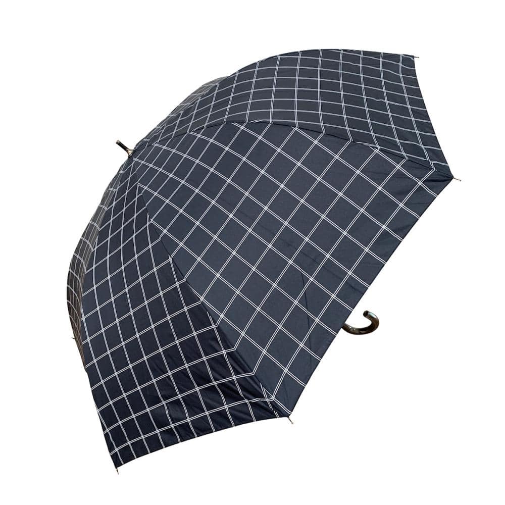 紳士傘　７０ｃｍ　ジャンプ式　超はっ水　グラス骨　チェック　ネイビー