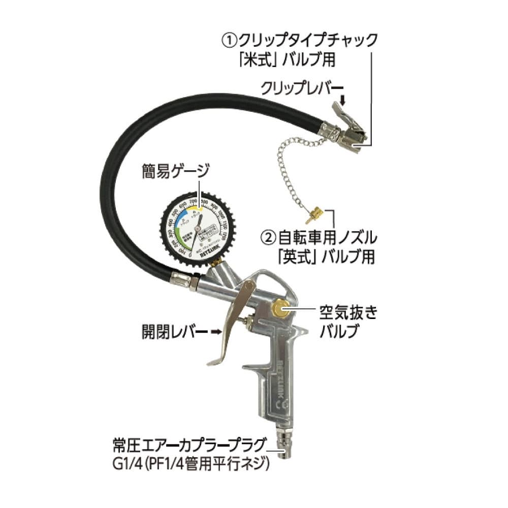 ＲＥＴＺＬＩＮＫ　エアータイヤチャックガン　自転車用ノズル付き