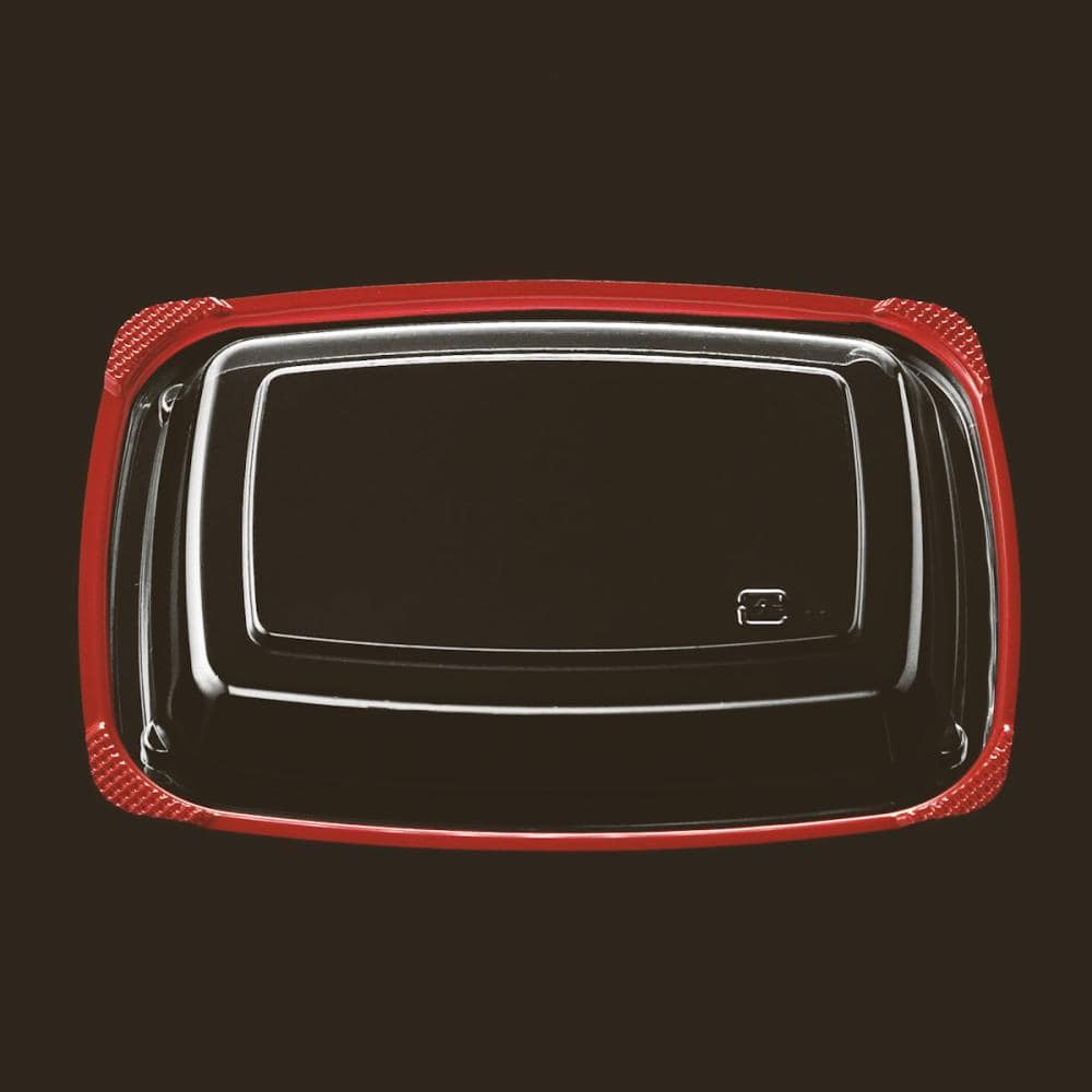 エフピコチューパ　丼容器　蓋　３７０ｃｃ用　フチ赤透明　５０個入り　ＭＳ－デリカ  中  内嵌合蓋  フチ赤　