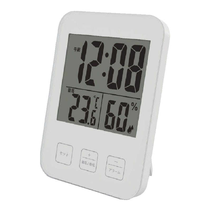 Ｌ’ＣＲＥＳＴ（ルクレスト）　温湿度計付き　デジタル置き時計　各色