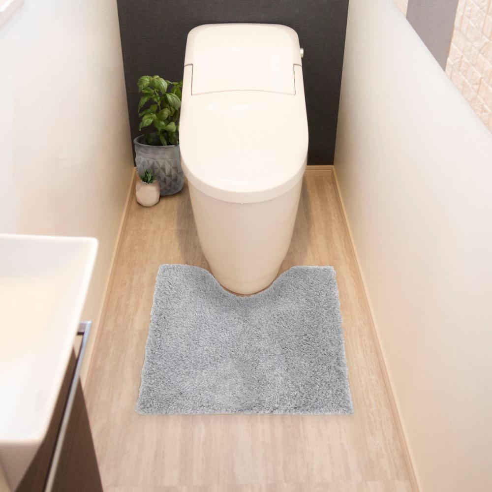 アテーナライフ　トイレマット　ミックスシャギー　グレー　６０×５５ｃｍ