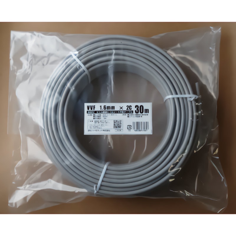 協和ハーモネット　６００Ｖビニル絶縁ビニルシース平形ケーブル　ＶＶＦ　１．６ｍｍ×２Ｃ　３０ｍ